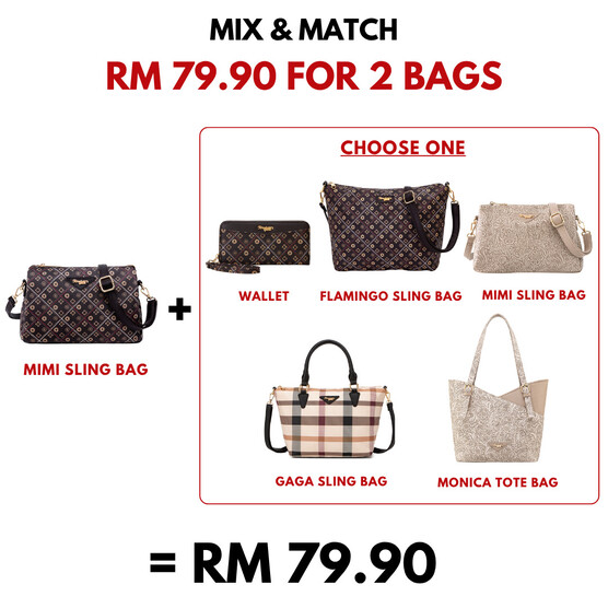 MIMI SLING BAG - BATIK BQ, DARK BROWN